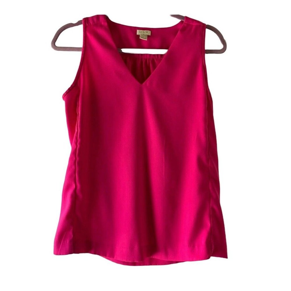 J.CREW Women's Size 2 Sleeveless V-Neck Fuchsia Tank Top Style#B8936